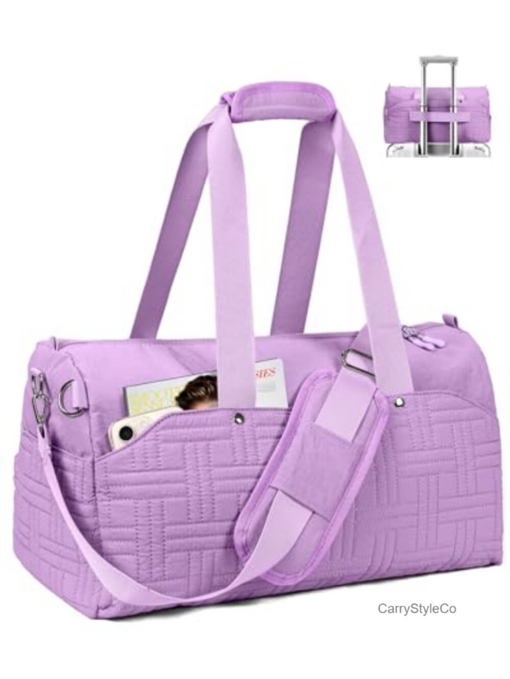 Quilted Carry On Travel Duffel Bag for Women, Personal Item Weekender with